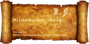Mildenberger Júlia névjegykártya